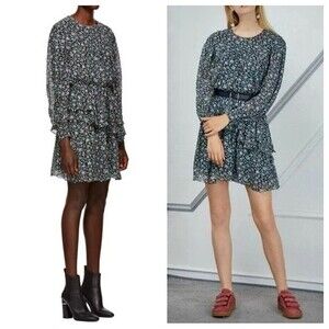 Etoile Isabel Marant Java Dress Black Ditsy Floral Printed Size Euro 38 S/M